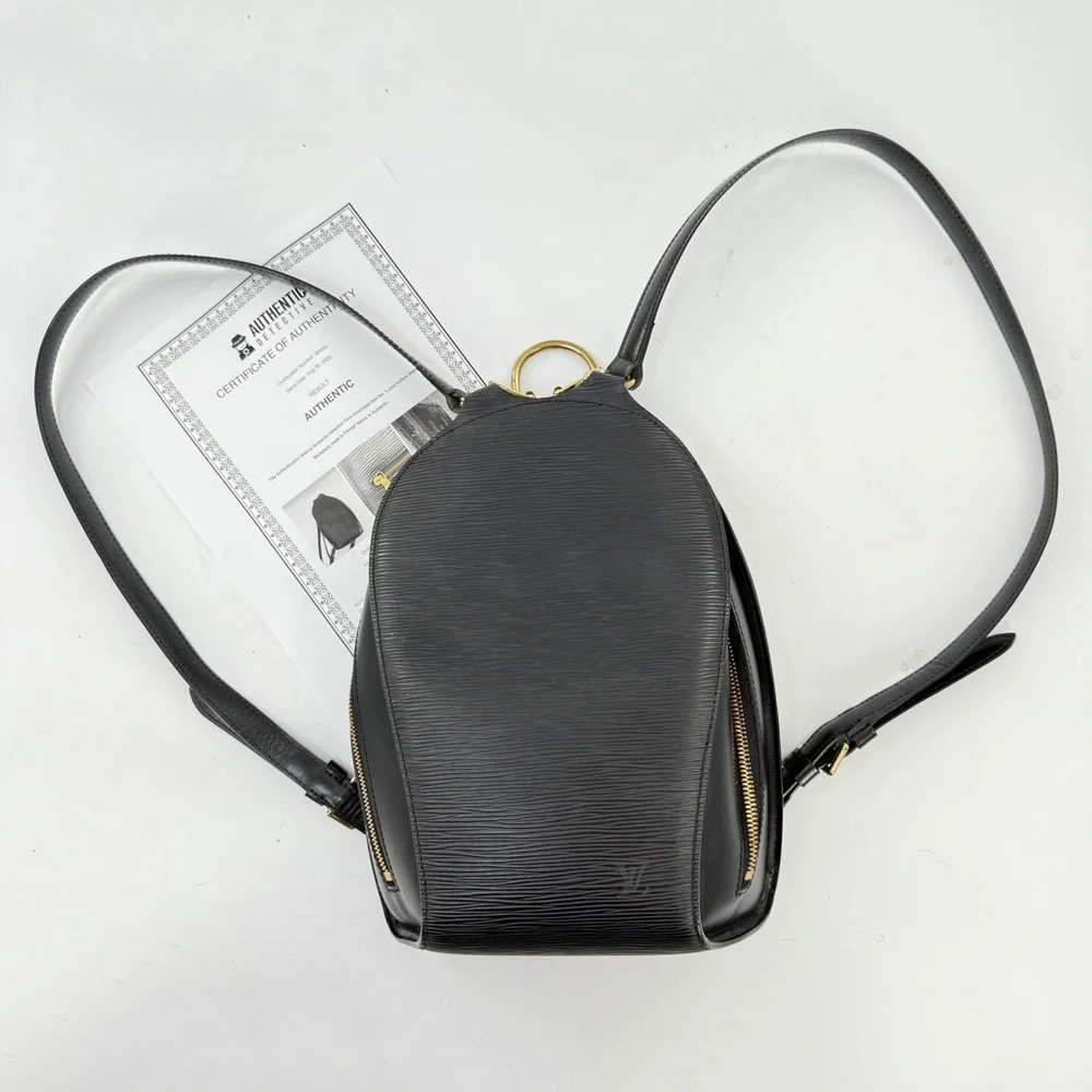 Louis Vuitton Mabillon Black Epi Leather Backpack Vintage 1998 Authentic